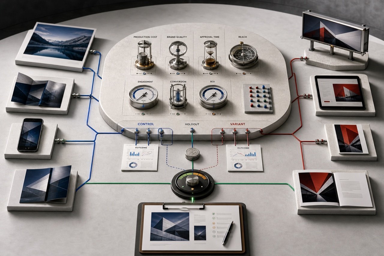 Campaign assets connected to quality, cost, speed, usage, engagement, conversion, and return